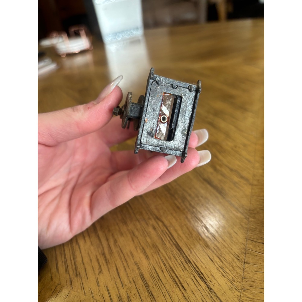 Antique Miniature Die Cast Metal Clock Mechanical Pencil Sharpener Desk Decor - Picture 5 of 5